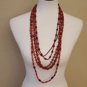 Long Beaded Multi-strand Necklace